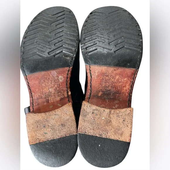 Frye Tall Black Veronica Slouch Black Leather Riding Boots Buckles Size Sz 6.5 - Picture 15 of 16